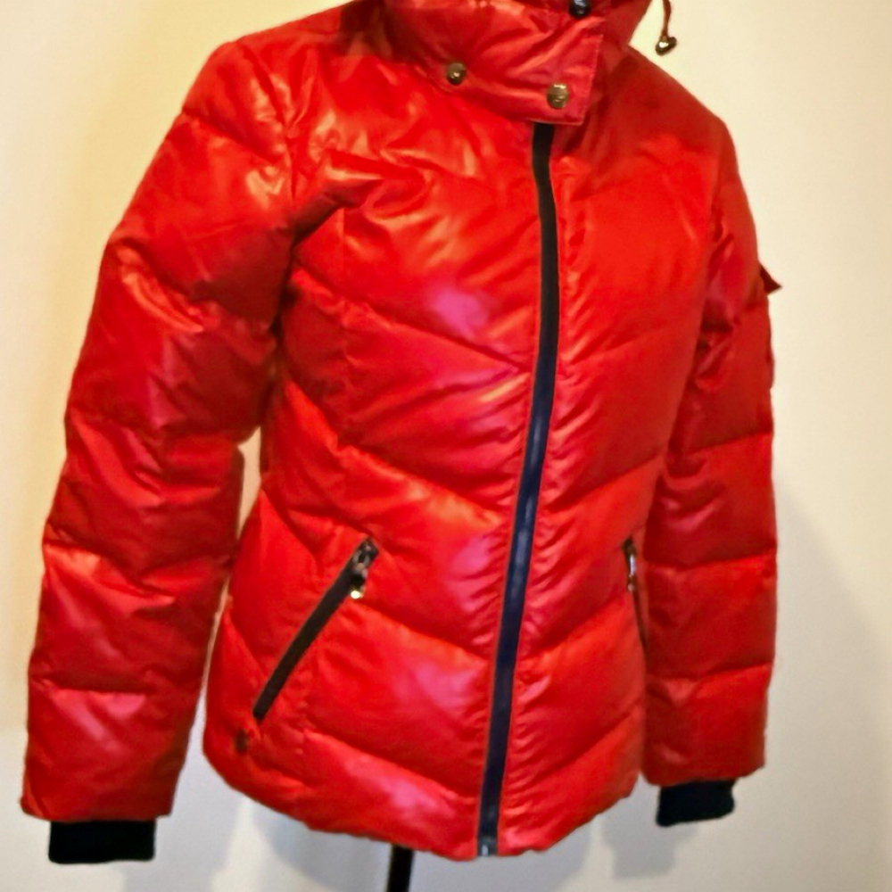 Gerry women Red Hooded Insulated Puffer Jacket Full Zip Short Coat XS